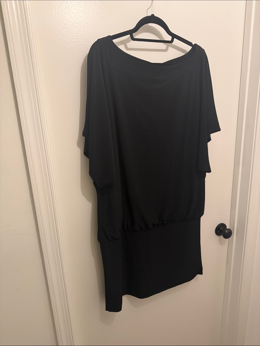 White House Black Market Black Mini Dress with Batwing Sleeves